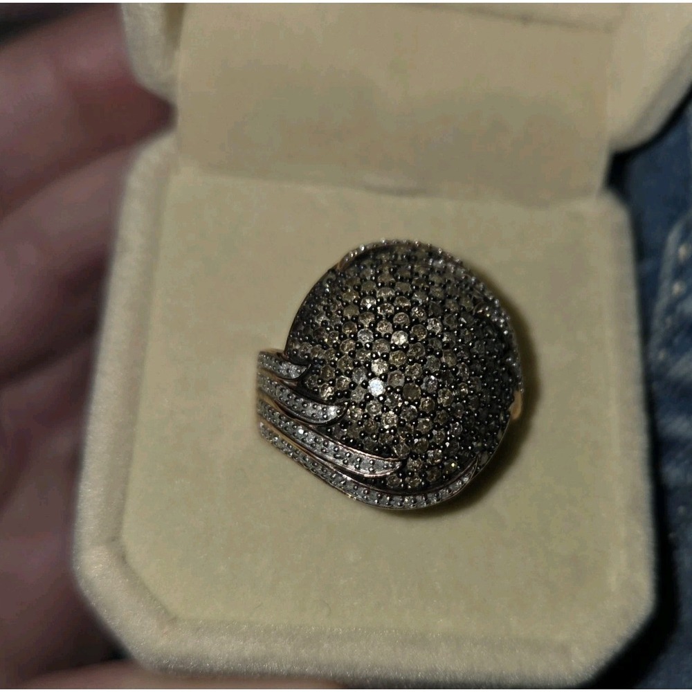 Park Avenue 2.10 White And Mocha Diamond 18k Rose Gold Over Sterling Ring. 7